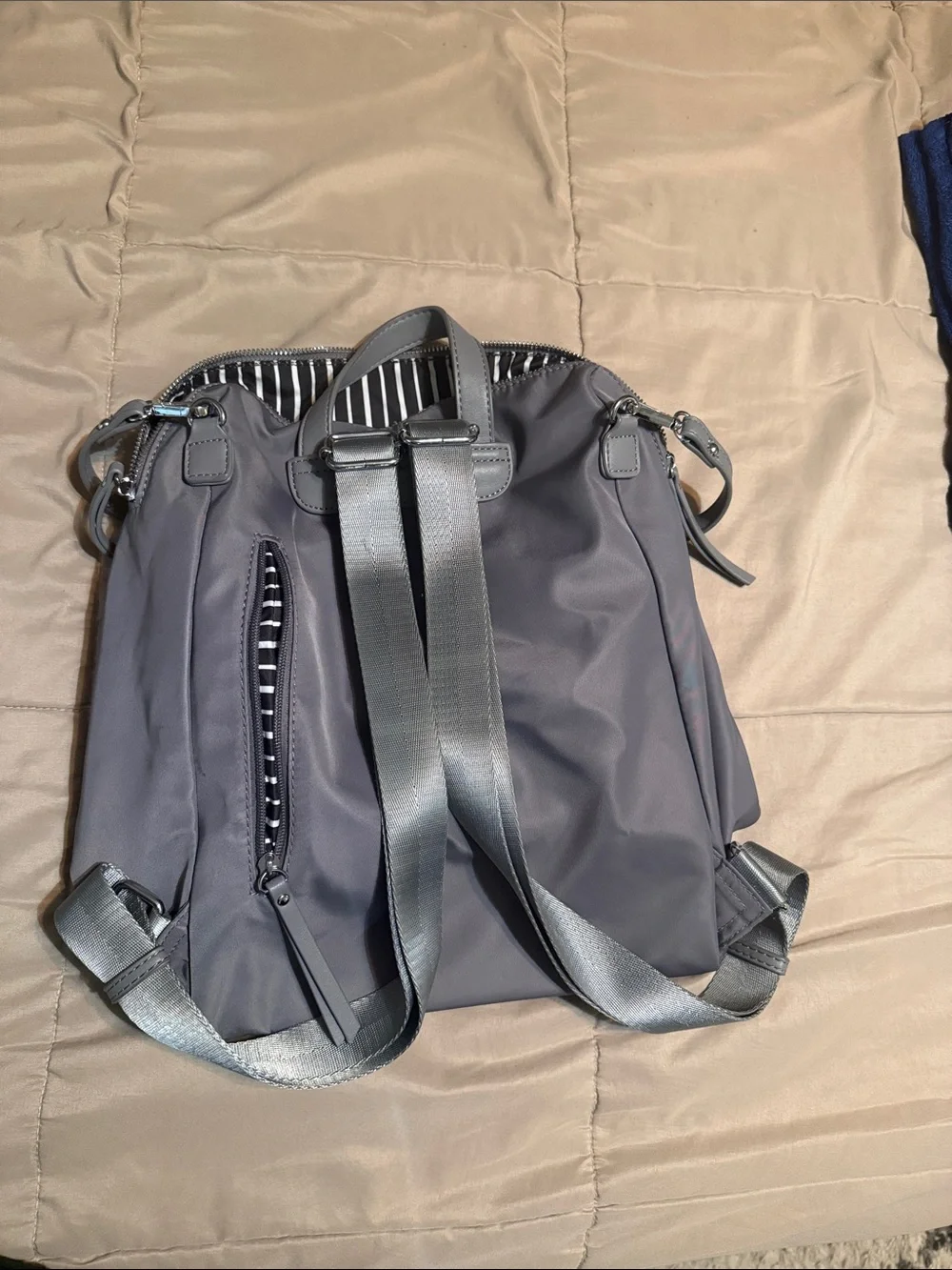 Miztique Slate Gray Nylon Convertible Backpack